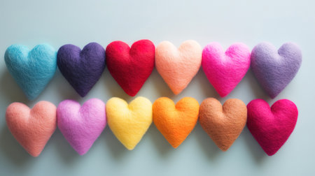 Hearts made of wool, with colorful pastel background. Generative Aiの素材