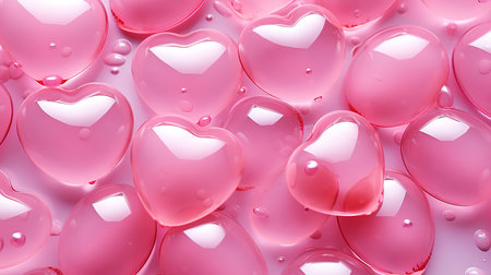 Valentines day with transparent hearts. Generative Aiの素材