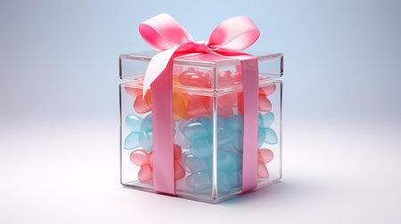 3d render frosted glass gift box. Generative Aiの素材