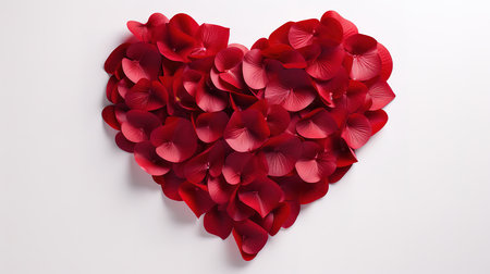 Flat lay iceberg roses petals heart. Generative Aiの素材