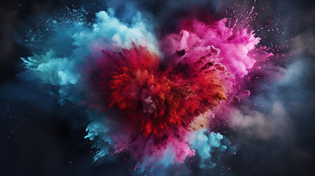 The canvas with the shape of love is painted in a vibrant bold colorful wallpaper. Generative Aiの素材