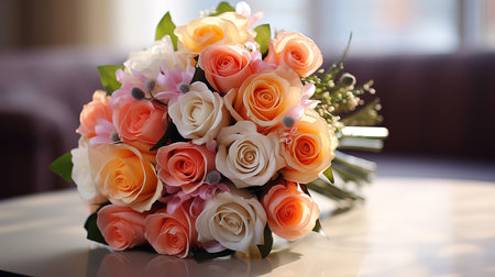 Front view cute bouquet of roses. Generative Aiの素材
