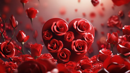 Gradient valentine's day flowers illustration. Generative Aiの素材