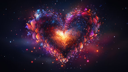 Heart made of stars, love, valentine's day, Bright color. Generative Aiの素材