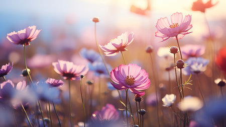 Purple flowers with blurry background. Generative Aiの素材