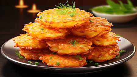 Patato pancakes with sour cream isolated on wahite surface. Generative Aiの素材