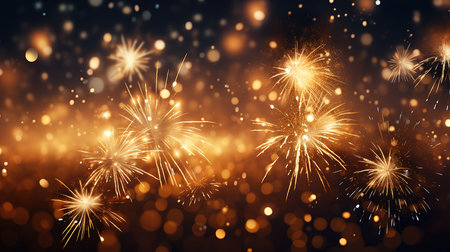 New year's eve fireworks celebration loop of real fireworks background. Generative Aiの素材