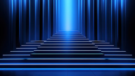 Neon lights stage background. Generative Aiの素材