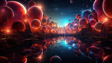 Multiverse and alternative universes concept. Generative Aiの素材