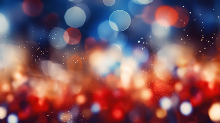 Abstract Blurred Patriotic Red, White and Blue Bokeh Background Texture. Generative Aiの素材