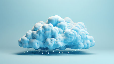 Blue cloud with rain background with colorful umbrellas. Generative Aiの素材