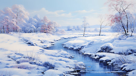 Blue winter background wallpaper. Generative Aiの素材