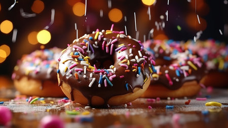 National Donut Day or Fat Thursday, Explosion of emotions, The mood of the holiday. Generative Aiの素材