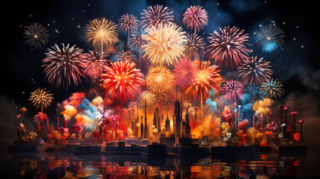New year composition with fireworks. Generative Aiの素材