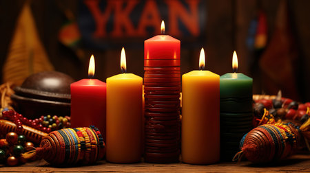 Realistic kwanzaa festivity with candles. Generative Aiの素材