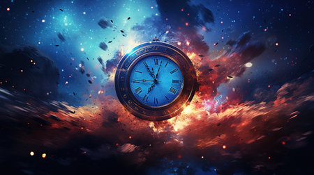 A mesmerizing showcasing a breathtaking galaxy shimmering in various colors. Generative Aiの素材