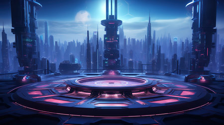 Futuristic stage backdrop. Generative Aiの素材