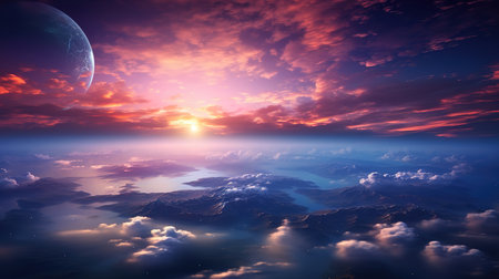 Colorful mars background with realistic design. Generative Aiの素材
