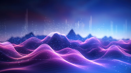 Free abstract wireframe landscape design with galaxy sky. Generative Aiの素材