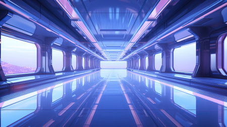 Empty dark room, modern futuristic sci fi background. Generative Aiの素材