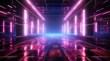Cosmic background with colorful geometric laser lights. Generative Aiの素材