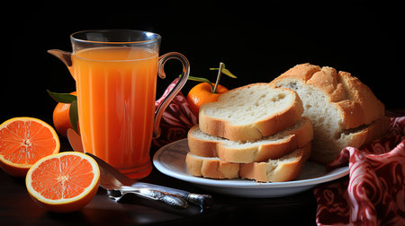 Hot cocoa and kings day bread, Bright color. Generative Aiの素材