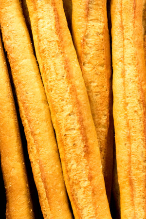 Baked baguettes in market
