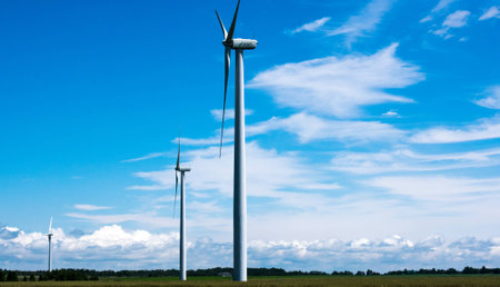 Wind turbines in landfill generating energyの写真素材