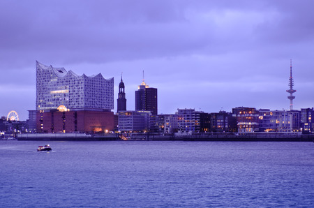 Hamburg's harbour city with St Michaelis Church and Elbe Philharmonic Hall