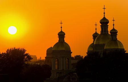 Church in a sunset beams in St.-Petersburgの写真素材