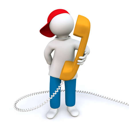 3D Illustration, man holding earphoneの写真素材