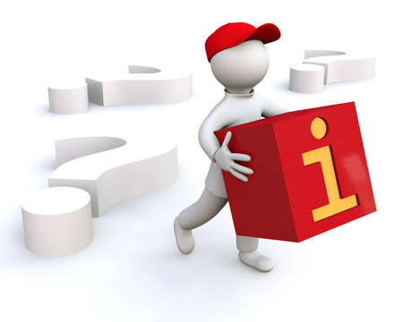 3D Illustration, man holding information symbolの写真素材