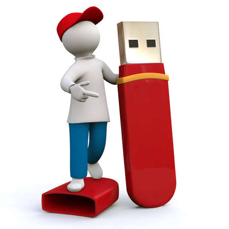 Illustration, man holding memory-stick