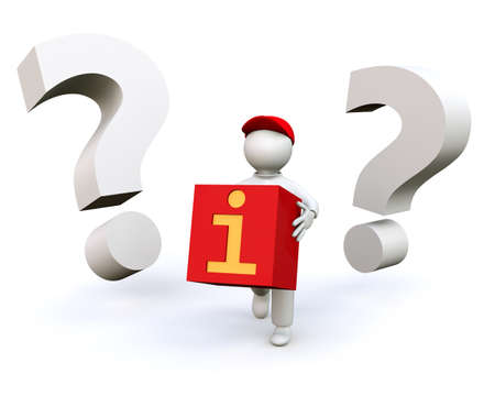 3D Illustration, man holding information symbolの写真素材