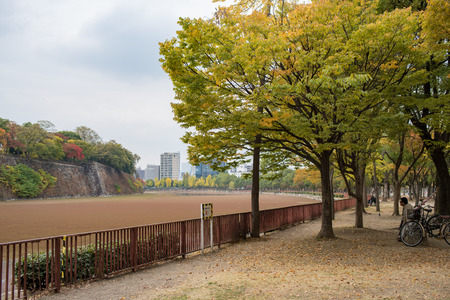 Osaka, Japan - November 7 : View around Osaka castle in early autumn season in Osaka, Japan.のeditorial素材