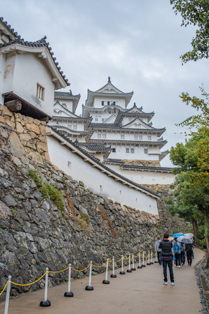 HIMEJI, JAPAN - November 8, 2015 :  Himeji Castle in rainy day, Japan.のeditorial素材