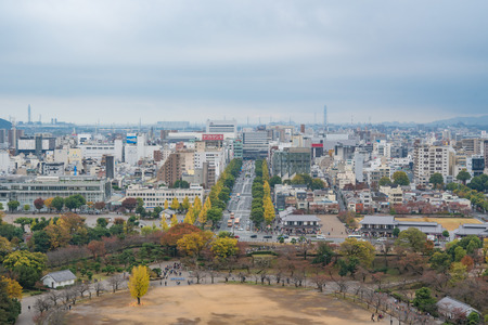 View from Himeji Castle, Japan.のeditorial素材