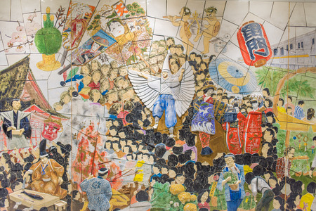 TOKYO, JAPAN - November 10, 2015: Wall art painting at asakusa station.のeditorial素材