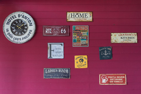 Hua Hin - Prachuap Khiri Khan, Thailand - December 7, 2015 : Retro vintage advertisement on wall on december 7, 2015 in Hua Hin - Prachuap Khiri Khan, Thailand.のeditorial素材