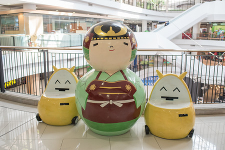 Bangkok, Thailand - December 26, 2015 : Big japanese kokeshi dolls in Gateway Ekamai department store, one of the most famous Japanese dolls and toys on december 26, 2015 in Bangkok, Thailand.のeditorial素材