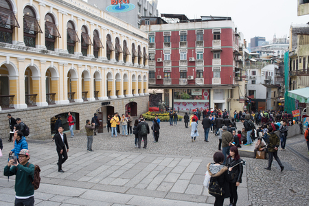 MACAU - March 14, 2016: Ruins of Saint Paul's Cathedral - the famous landmarks of Macau.のeditorial素材