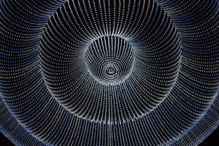 Close up of giant crystal chandelier in the shape of circle loopの写真素材