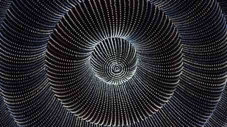 Close up of giant crystal chandelier in the shape of circle loopの写真素材