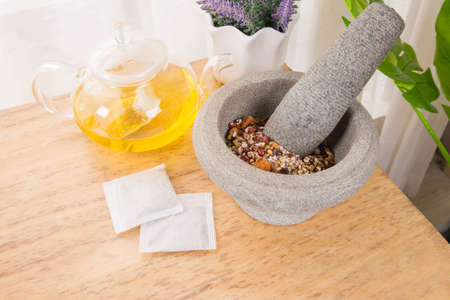 Health tea made from traditional Chinese medicineの写真素材
