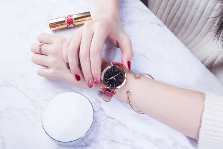 Fashionable and sophisticated women's watchの写真素材