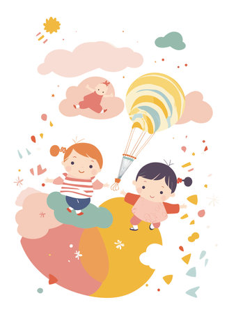 Children are playing happily on Children's Dayのイラスト素材
