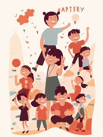 Children are playing happily on Children's Dayのイラスト素材