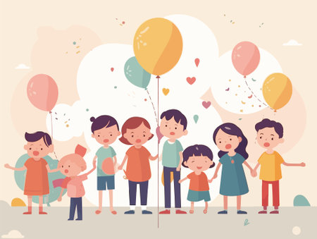 Children are playing happily on Children's Dayのイラスト素材