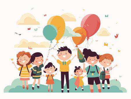 Children are playing happily on Children's Dayのイラスト素材