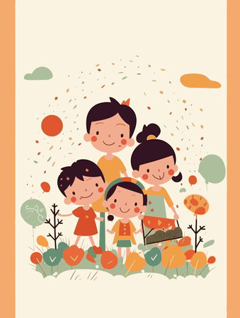 Children are playing happily on Children's Dayのイラスト素材